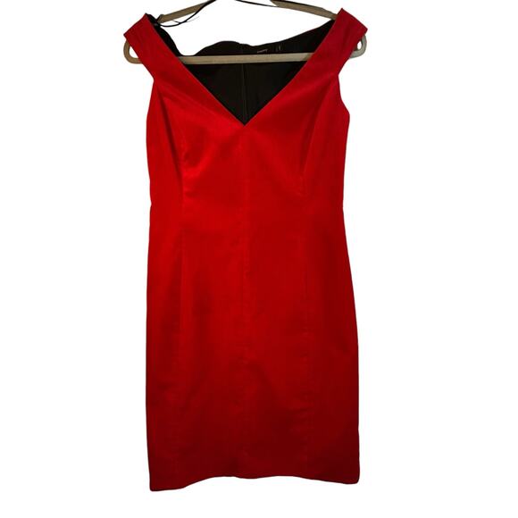 Theory Red Velvet Sleeveless Off Shoulder Dress - Size 4 - Picture 3 of 14